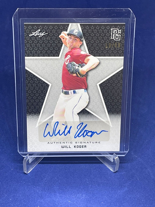 WILL KOGER 2020 LEAF PERFECT GAME NATIONAL SHOWCASE BLACK AUTO #D 10/50