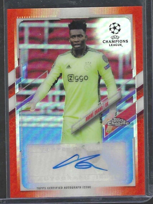 ANDRE ONANA 2020-21 TOPPS CHROME UEFA ORANGE REFRACTOR AUTO #D 16/25