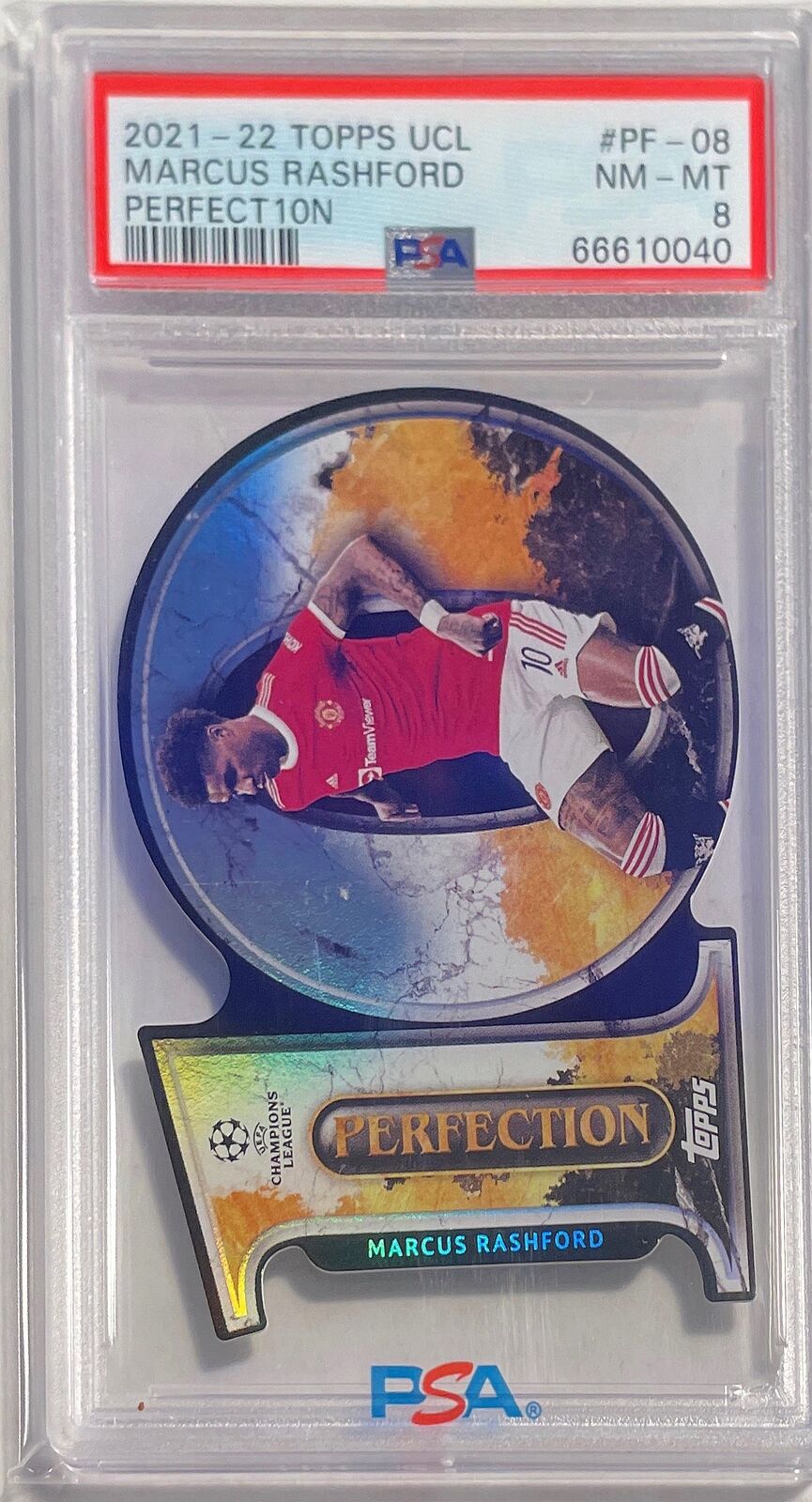 MARCUS RASHFORD 2021-22 TOPPS UCL PERFECT10N PERFECTION 10 DIECUT #8 PSA 8 POP 2