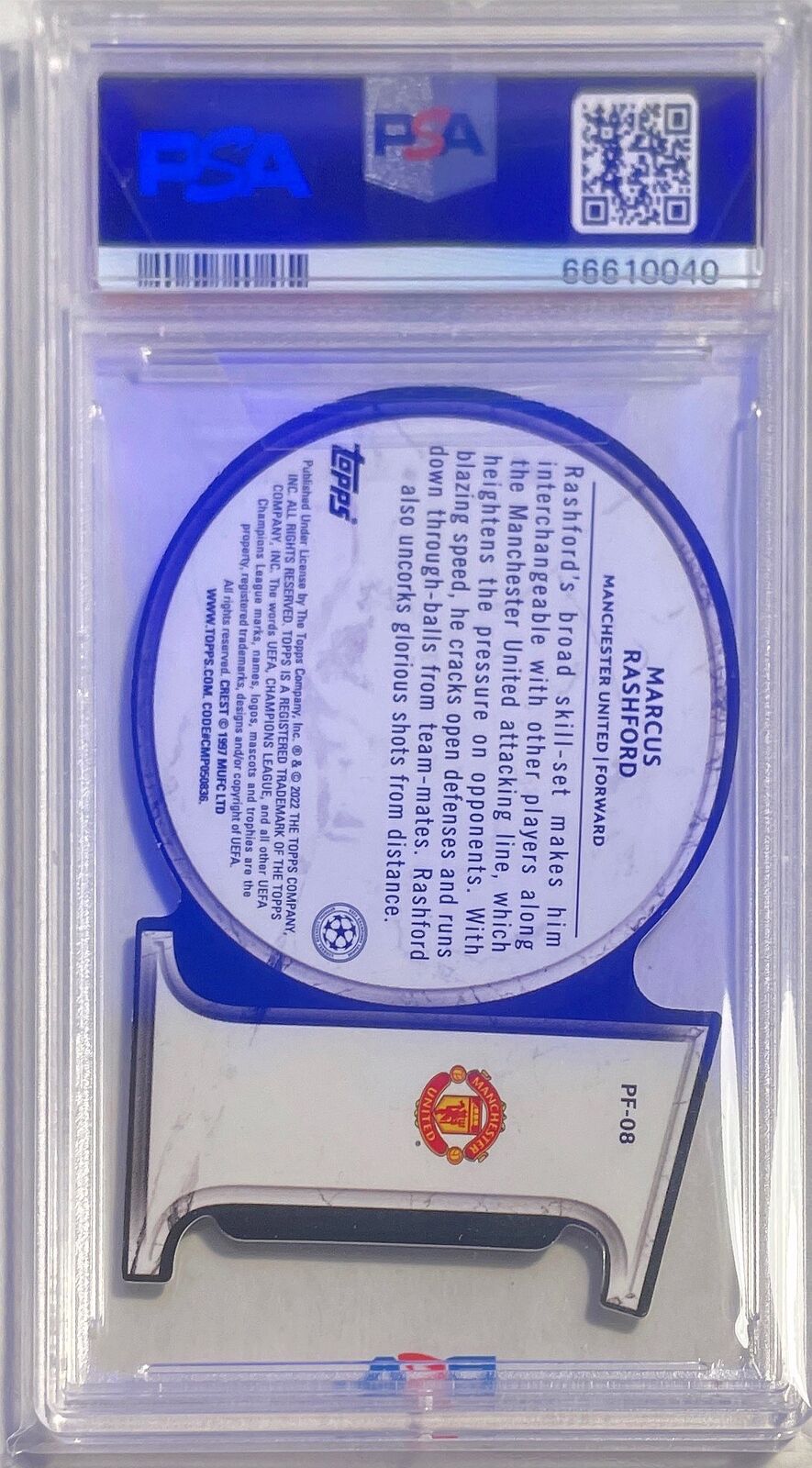 MARCUS RASHFORD 2021-22 TOPPS UCL PERFECT10N PERFECTION 10 DIECUT #8 PSA 8 POP 2