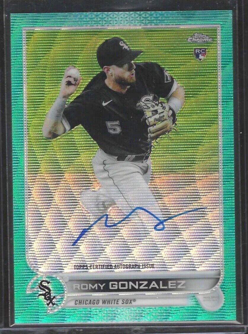 ROMY GONZALEZ 2022 TOPPS CHROME AQUA WAVE REFRACTOR ROOKIE AUTO RC #D 007/199