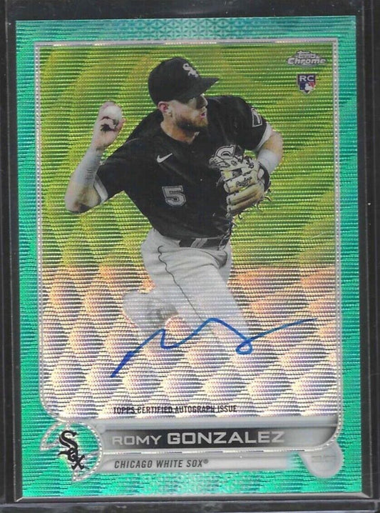 ROMY GONZALEZ 2022 TOPPS CHROME AQUA WAVE REFRACTOR ROOKIE AUTO RC #D 007/199
