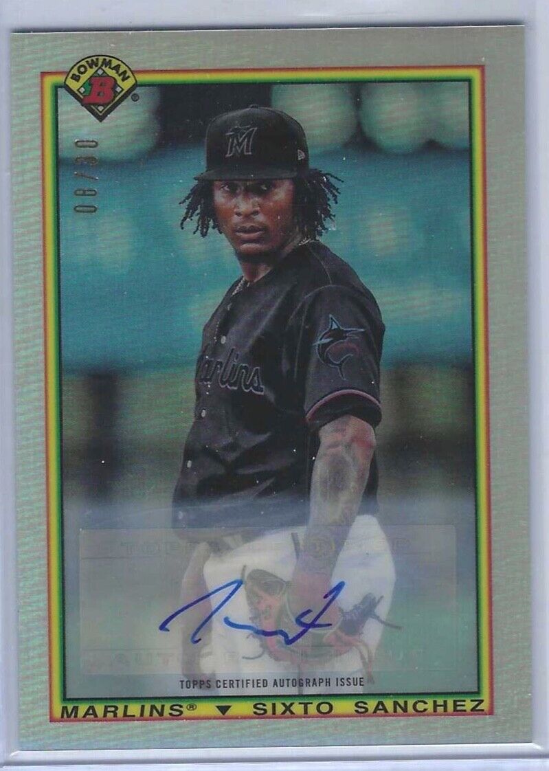 SIXTO SANCHEZ 2019 BOWMAN CHROME 1990 THROWBACK REFRACTOR AUTO #D 08/30