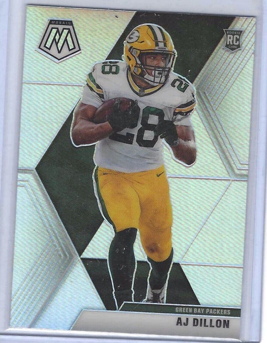 AJ DILLON 2020 PANINI MOSAIC SILVER PRIZM RC #226