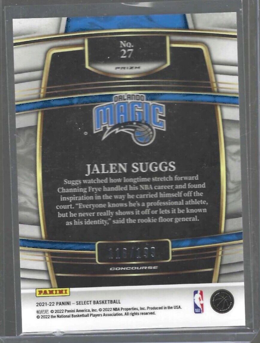JALEN SUGGS 2021-22 PANINI SELECT CONCOURSE RED PRIZM ROOKIE RC #D 118/199