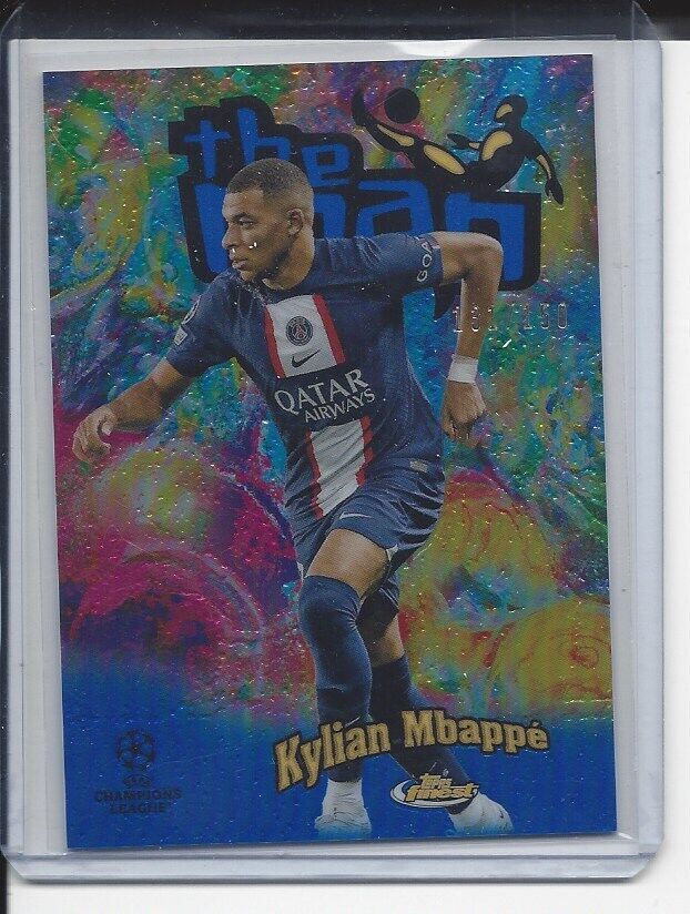 KYLIAN MBAPPE 2022-23 TOPPS FINEST THE MAN SSP RARE BLUE REFRACTOR #D 131/150
