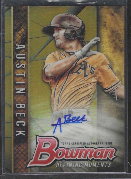 AUSTIN BECK 2017 BOWMAN CHROME DEFINING MOMENTS GOLD REFRACTOR AUTO #D 47/50