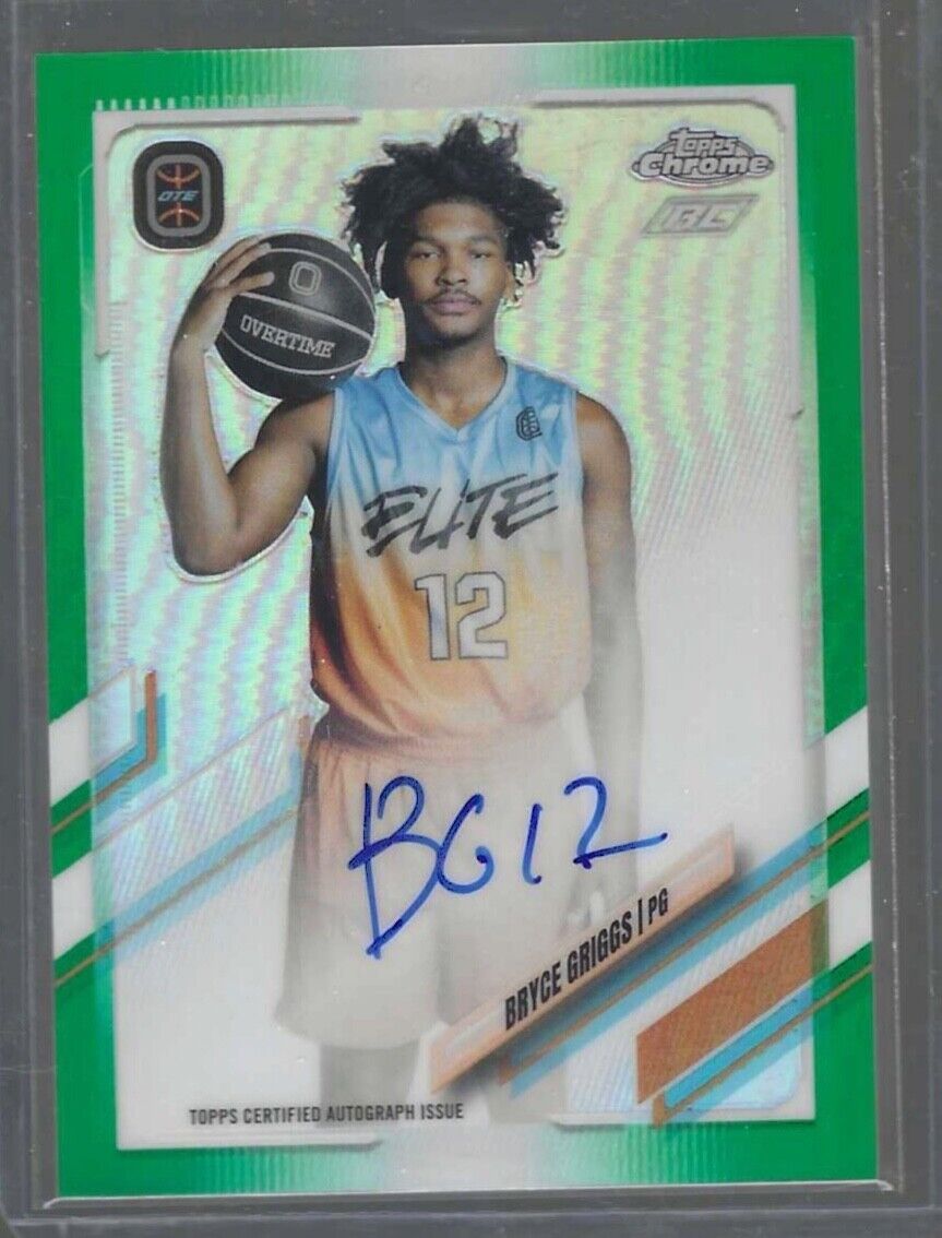 BRYCE GRIGGS 2021-22 TOPPS CHROME OVERTIME ELITE GREEN REFRACTOR AUTO RC #D /75