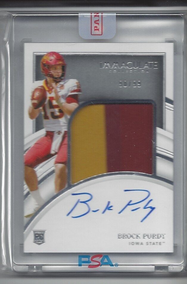 BROCK PURDY 2022 PANINI IMMACULATE RPA JUMBO ROOKIE PATCH ON CARD AUTO RC #D /99
