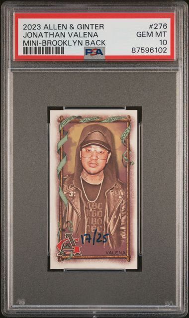 JONATHAN VALENA 2023 TOPPS ALLEN & GINTER MINI BROOKLYN BACK /25 PSA 10 POP 1/1