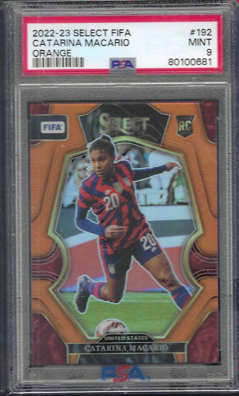 CATARINA MACARIO 2022-23 PANINI SELECT ORANGE PRIZM ROOKIE RC /60 PSA 9 POP 5