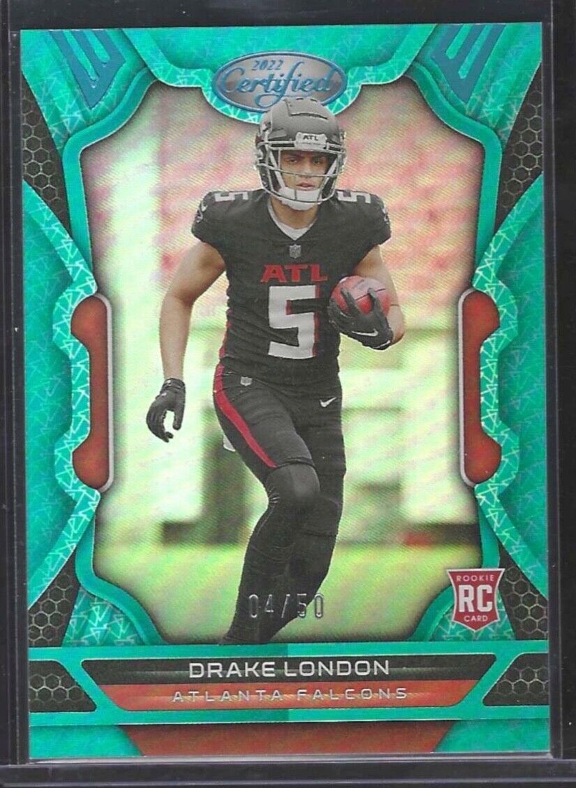 DRAKE LONDON 2022 PANINI CERTIFIED TEAL FOIL ROOKIE RC #D 04/50
