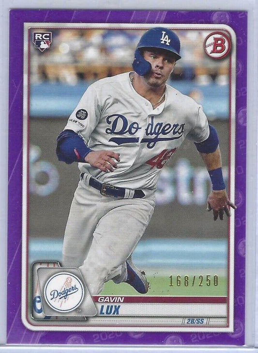 GAVIN LUX 2020 BOWMAN PURPLE ROOKIE RC #D 168/250