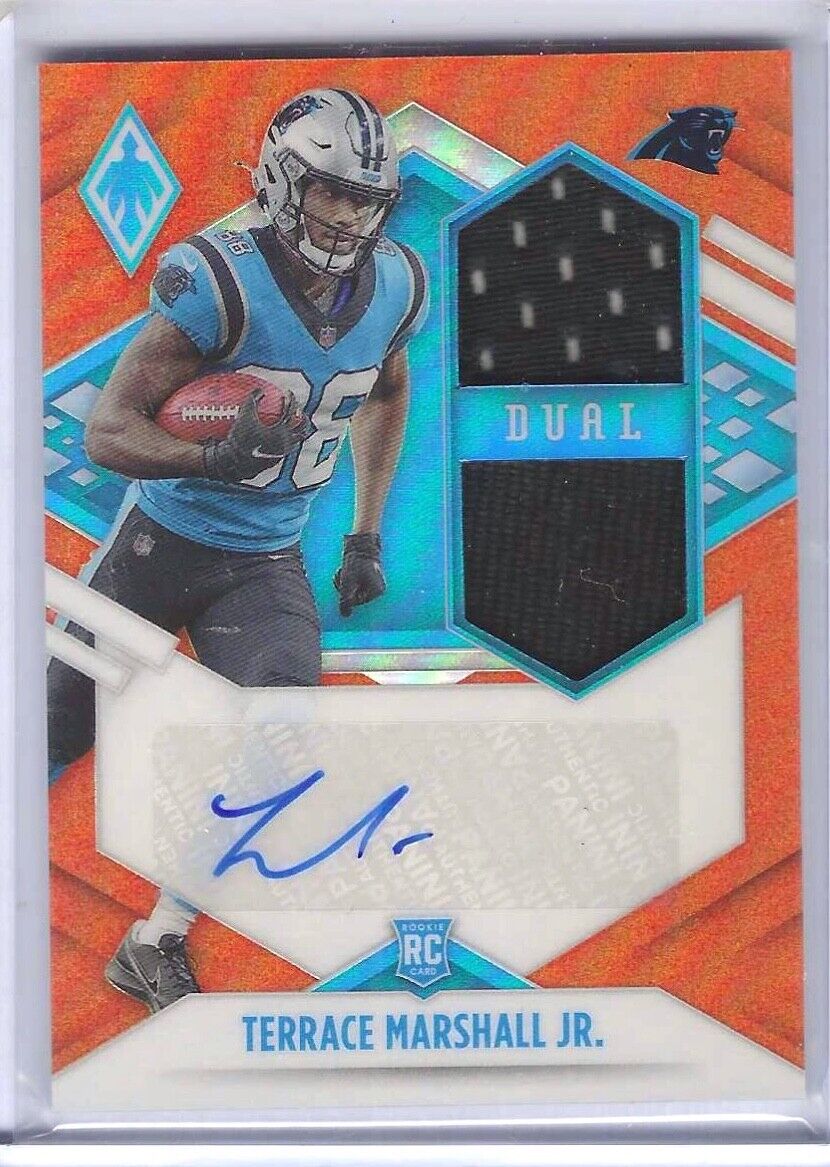 TERRACE MARSHALL 2021 PANINI PHOENIX ORANGE ROOKIE DUAL PATCH AUTO RC #D 089/125