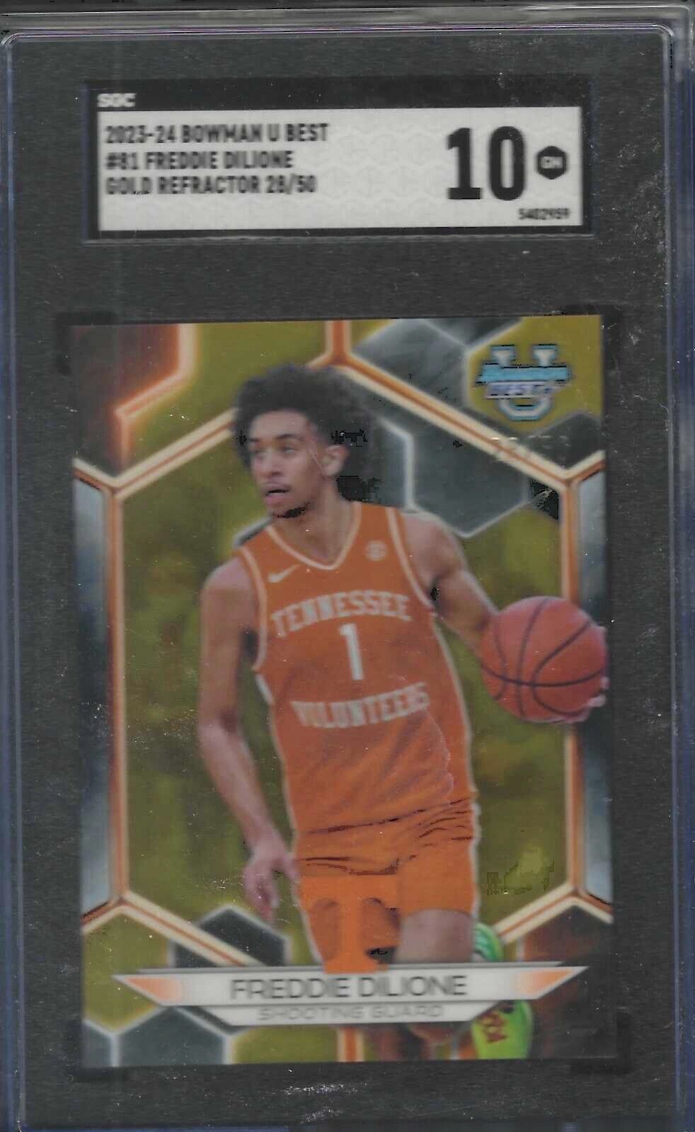 FREDDIE DILIONE 2023-24 BOWMANS BEST GOLD REFRACTOR /50 SGC 10 GEM MINT POP 1/1