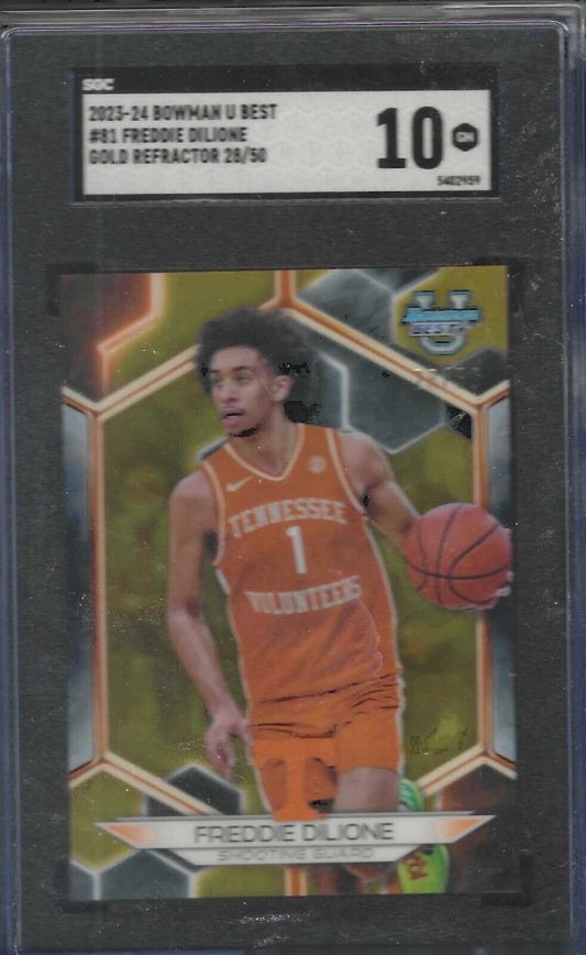 FREDDIE DILIONE 2023-24 BOWMANS BEST GOLD REFRACTOR /50 SGC 10 GEM MINT POP 1/1