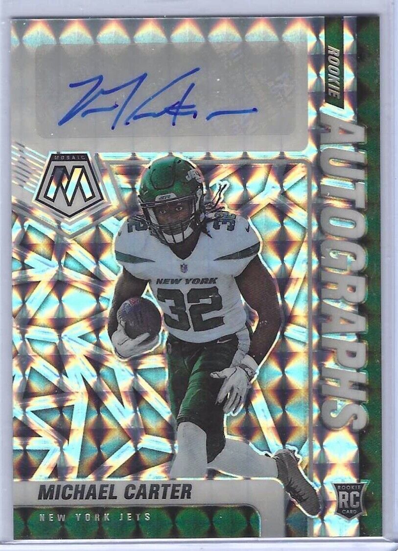 MICHAEL CARTER 2021 PANINI MOSAIC SILVER PRIZM ROOKIE AUTO RC #RA-35