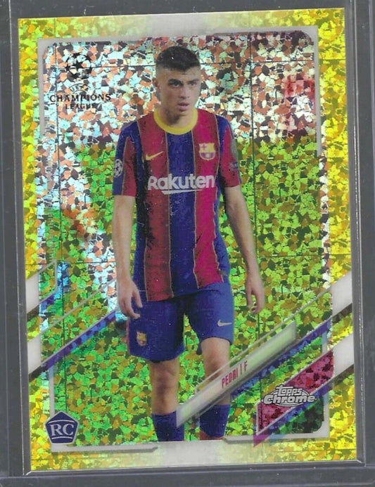 PEDRI 2020-21 TOPPS CHROME YELLOW SPECKLE MINI DIAMOND REFRACTOR RC #D 175/299