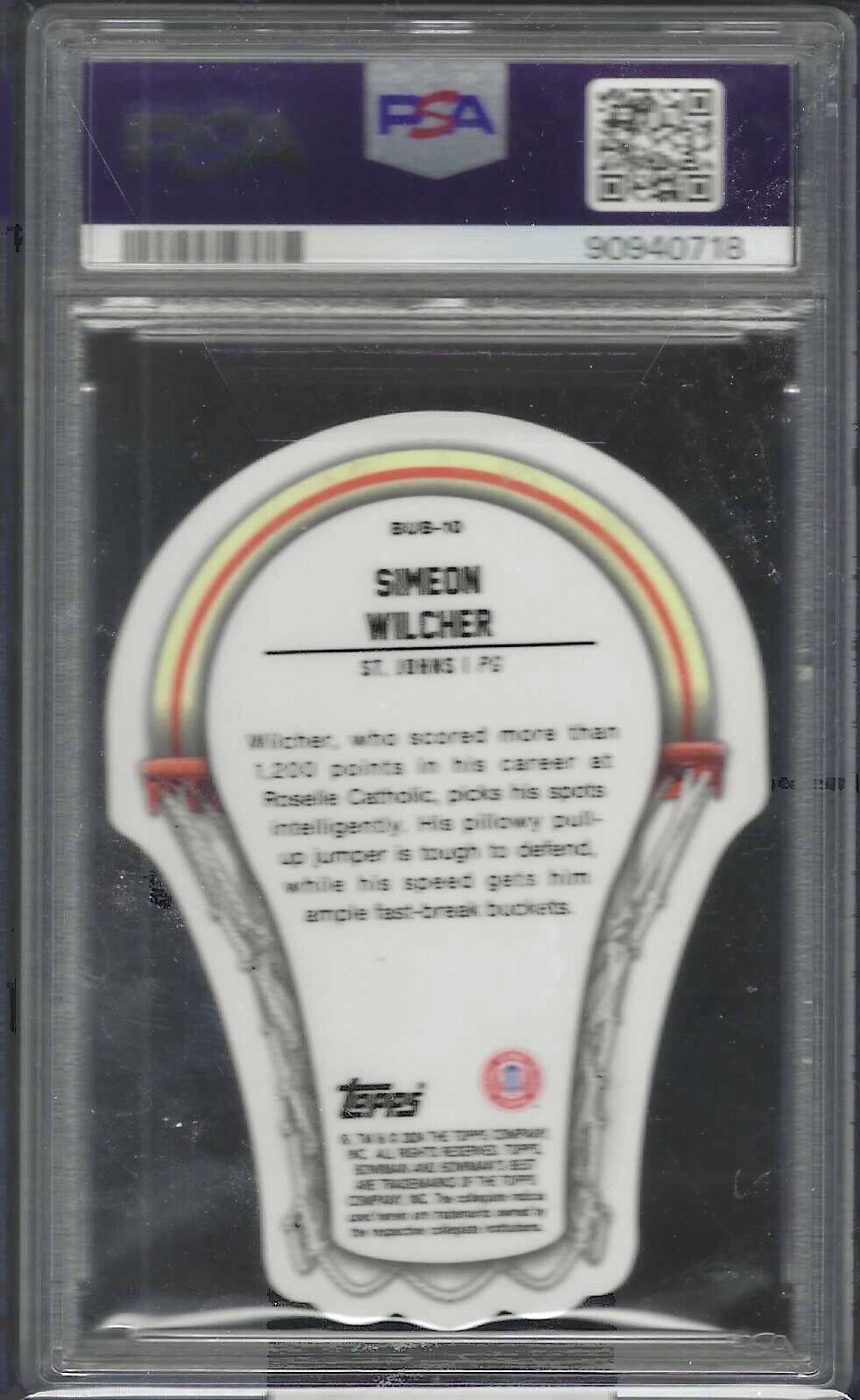 SIMEON WILCHER 2023 BOWMAN U BEST BUCKETS SHIMMER REFRACTOR /50 PSA 10 POP 1/1