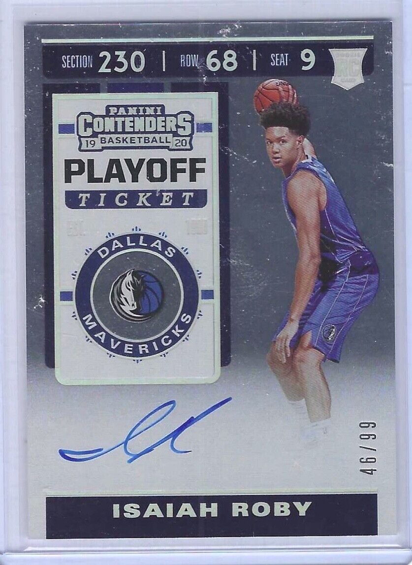 ISAIAH ROBY 2019-20 PANINI CONTENDERS PLAYOFF TICKET ON CARD AUTO RC #D 46/99