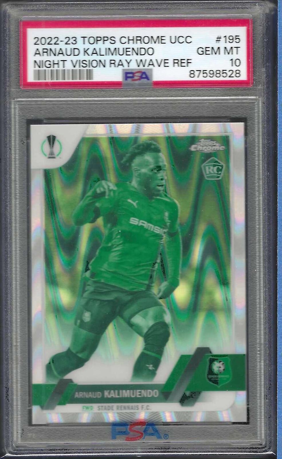 ARNAUD KALIMUENDO 2022-23 TOPPS CHROME NIGHT VISION RAYWAVE RC /225 PSA 10 POP 1
