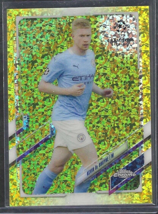 KEVIN DE BRUYNE 2020-21 TOPPS CHROME YELLOW MINI DIAMOND REFRACTOR #D /299
