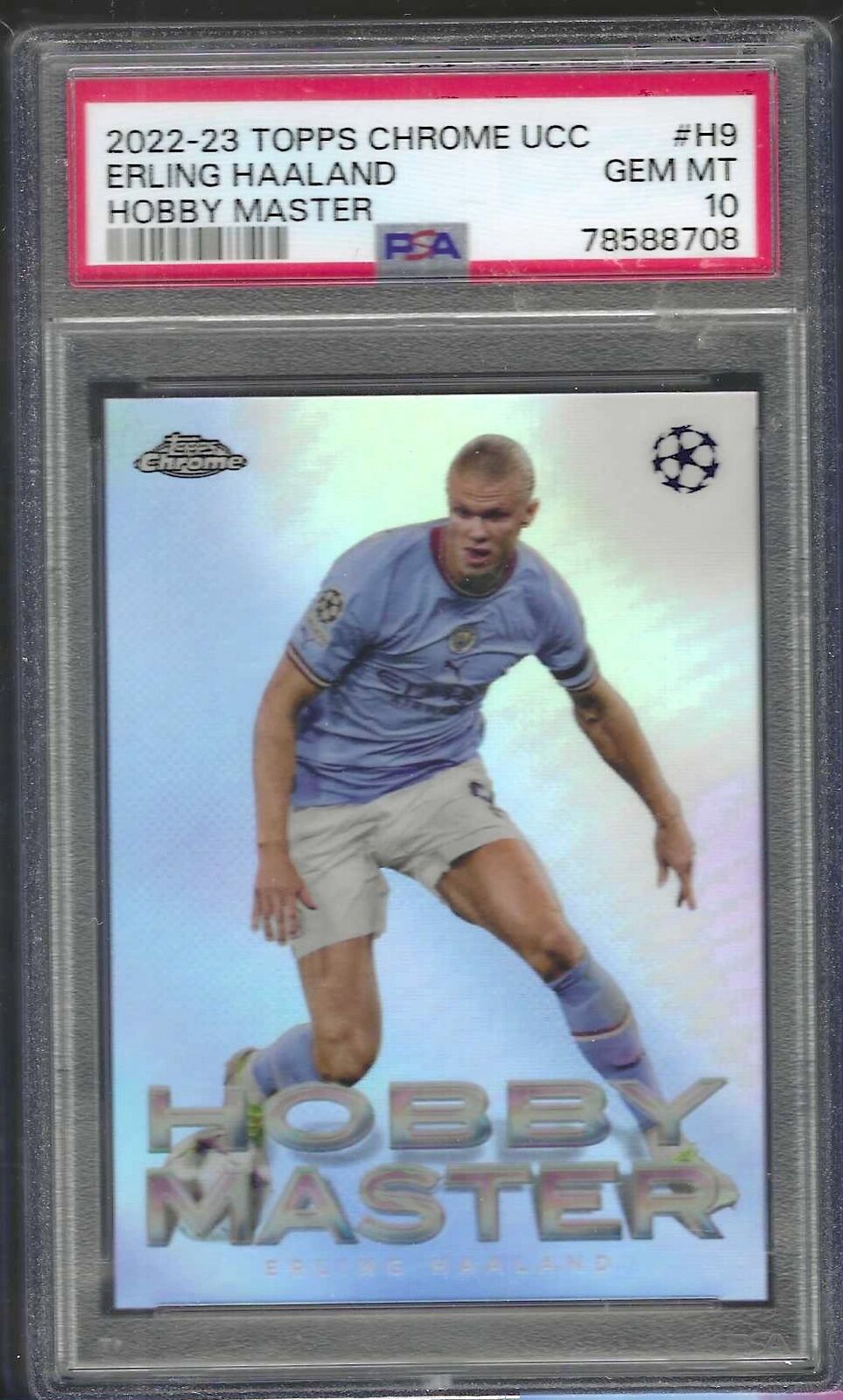 ERLING HAALAND 2022-23 TOPPS CHROME UCC HOBBY MASTER CASE HIT #9 PSA 10 GEM MINT