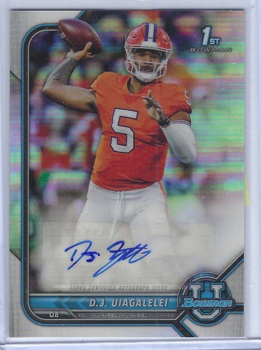 D.J. UIAGALELEI 2022 BOWMAN UNIVERSITY REFRACTOR 1ST PROSPECT CLEMSON AUTO