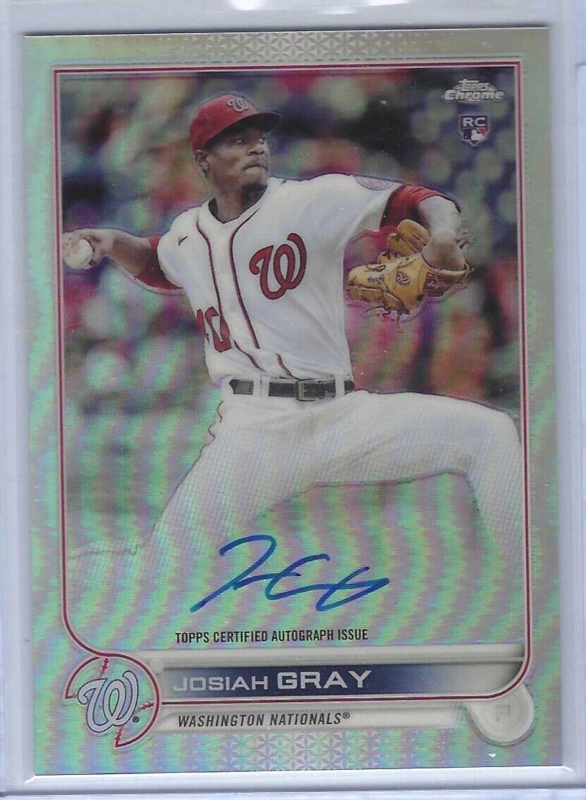 JOSIAH GRAY 2022 TOPPS CHROME REFRACTOR ROOKIE ON CARD AUTO RC #D 279/499