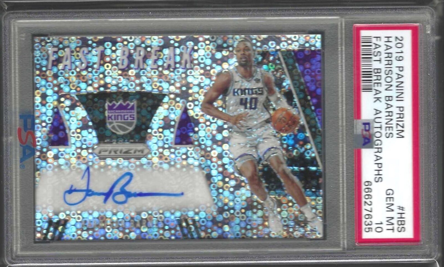 HARRISON BARNES 2019-20 PANINI PRIZM FAST BREAK AUTO PSA 10 GEM MINT POP 2