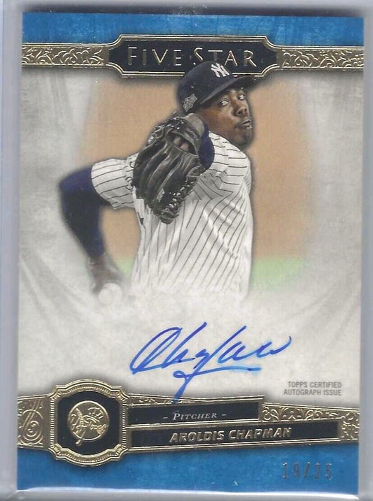 AROLDIS CHAPMAN 2021 TOPPS FIVE STAR BLUE ON CARD AUTO #D 19/25