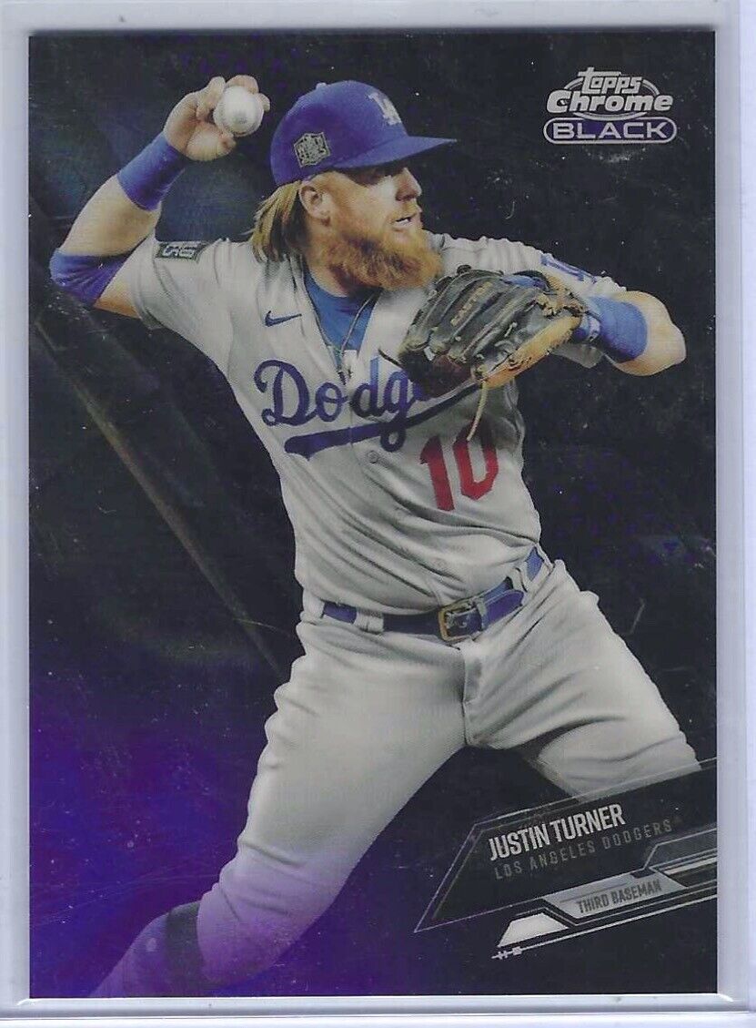 JUSTIN TURNER 2021 TOPPS CHROME BLACK PURPLE REFRACTOR #D 071/150