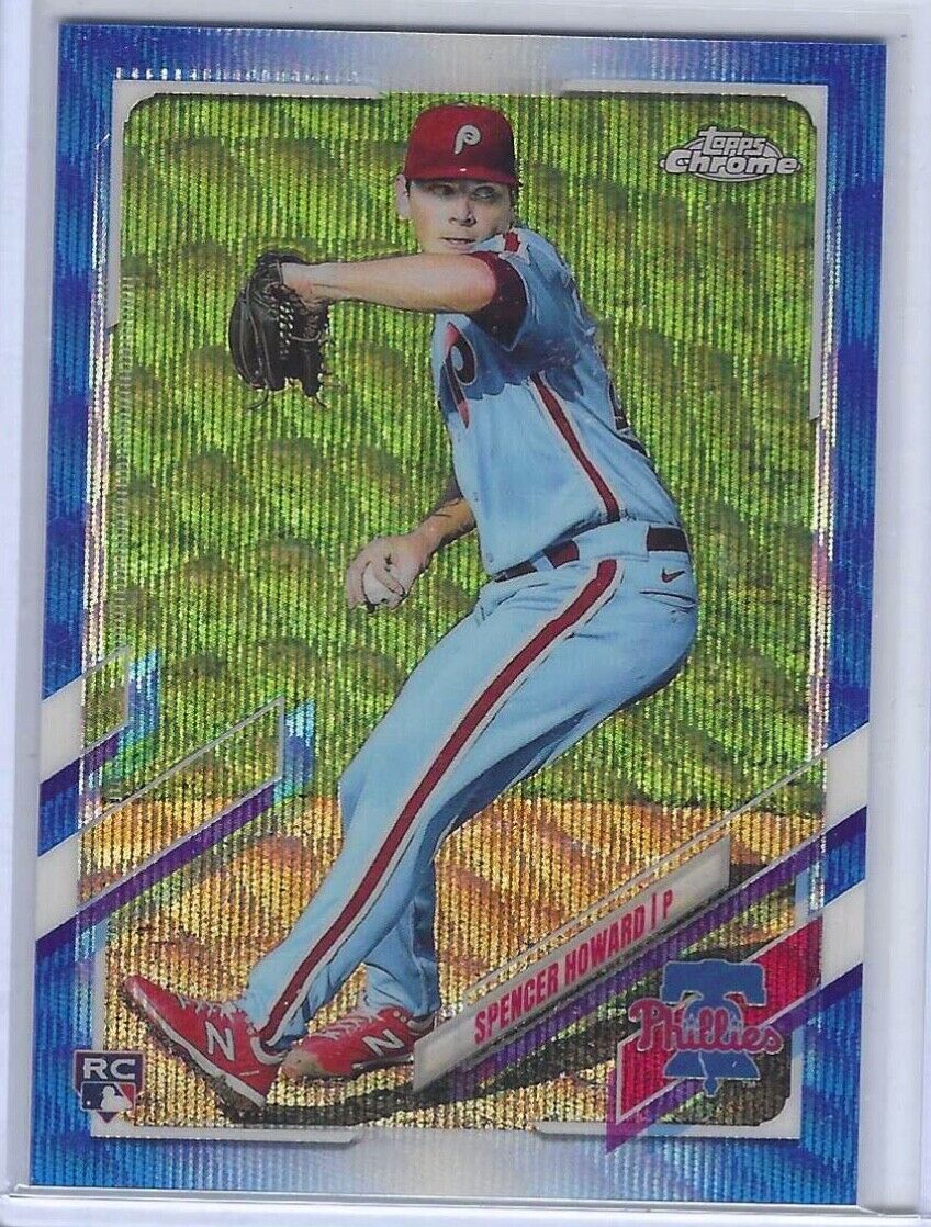 SPENCER HOWARD 2021 TOPPS CHROME BLUE WAVE REFRACTOR RC #D 03/75