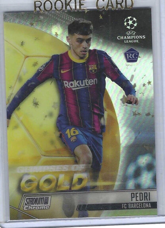 PEDRI 2020-21 TOPPS STADIUM CLUB CHROME GLIMPSES OF GOLD REFRACTOR RC #GG-P
