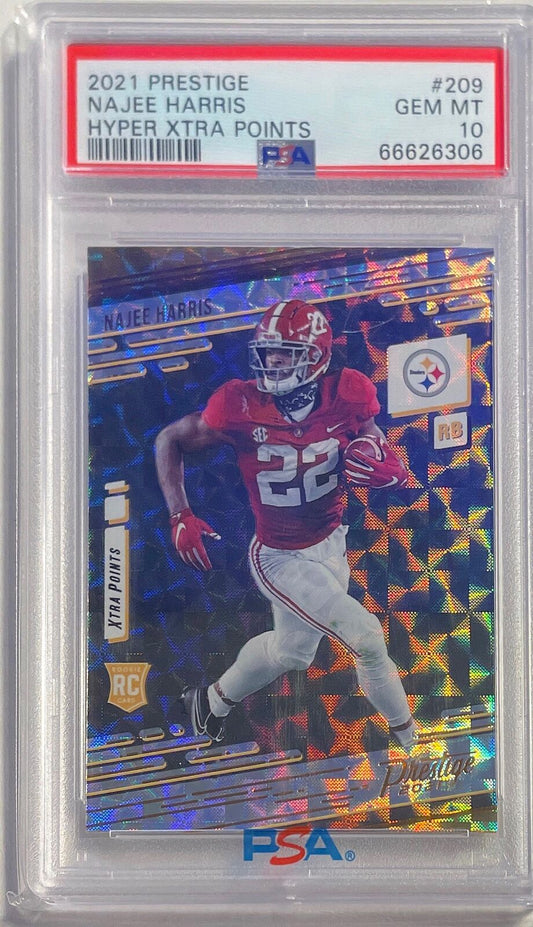 NAJEE HARRIS 2021 PRESTIGE HYPER XTRA POINTS ROOKIE RC #209 PSA 10 GEM POP 2