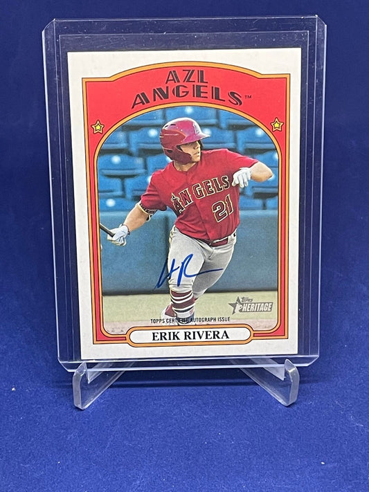ERIK RIVERA 2021 TOPPS HERITAGE MINORS ON CARD AUTO PROSPECT