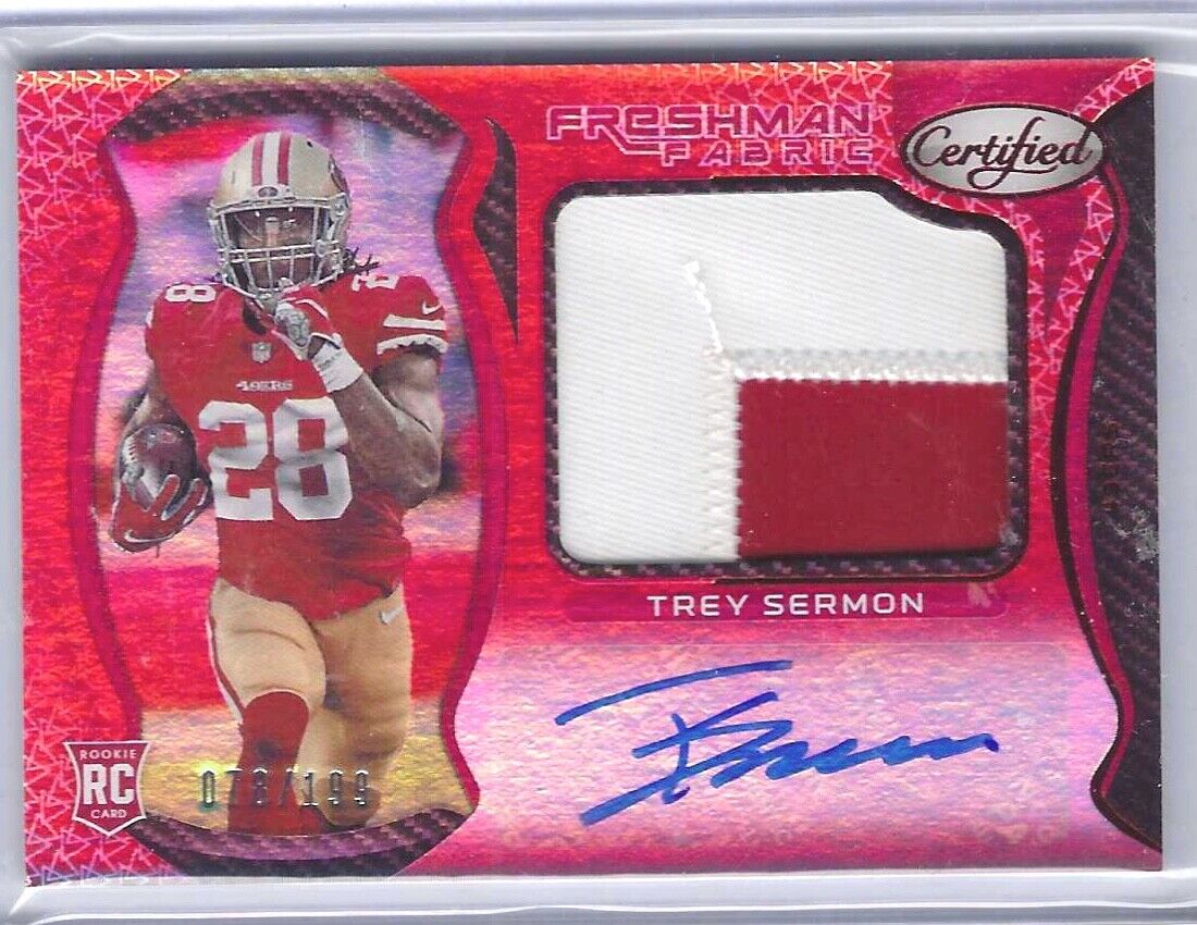 TREY SERMON 2021 PANINI CERTIFIED RED RPA ROOKIE PATCH AUTO RC #D 078/199
