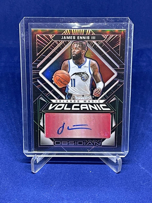 JAMES ENNIS III 2020-21 PANINI OBSIDIAN VOLCANIC ELECTRIC ETCH RED AUTO #D 2/5