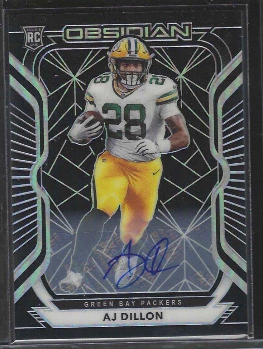 AJ DILLON 2020 PANINI OBSIDIAN SILVER ETCH ROOKIE AUTO RC #D 46/150