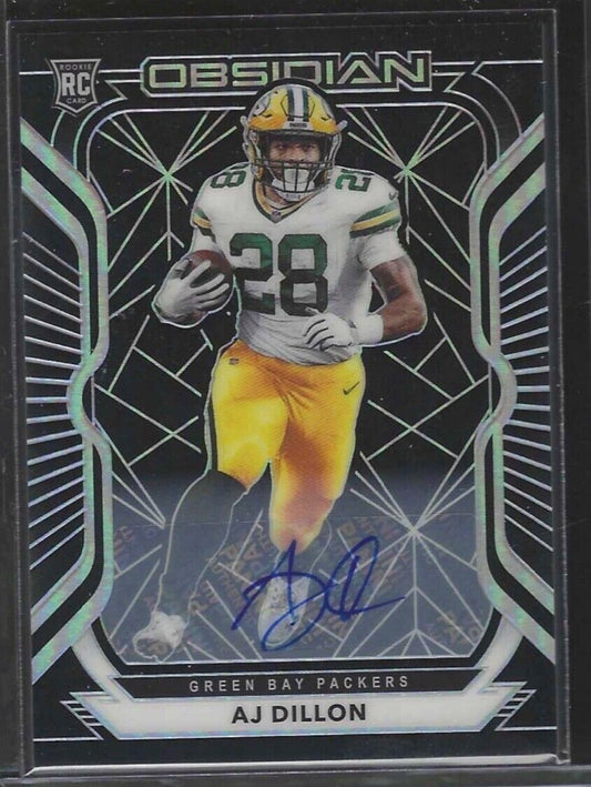 AJ DILLON 2020 PANINI OBSIDIAN SILVER ETCH ROOKIE AUTO RC #D 46/150
