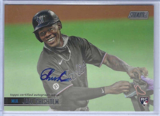 JAZZ CHISHOLM 2021 TOPPS STADIUM CLUB ROOKIE ON CARD AUTO RC #SCBA-JCH