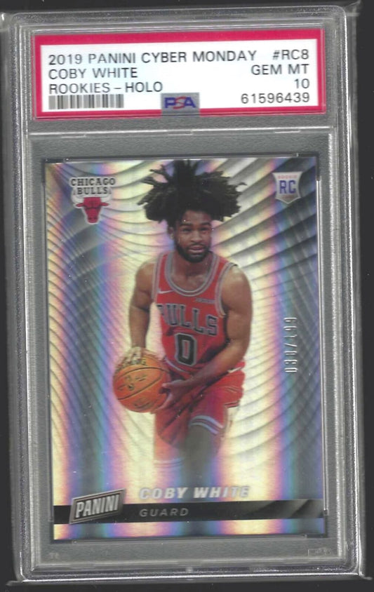 COBY WHITE 2019 PANINI CYBER MONDAY ROOKIES HOLO RC /199 PSA 10 GEM MINT POP 9