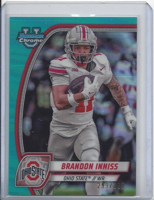BRANDON INNISS 2024 BOWMAN CHROME UNIVERSITY AQUA REFRACTOR #D 299/299