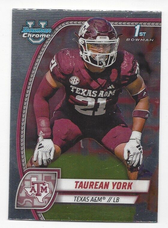 2024 BOWMAN CHROME UNIVERSITY FOOTBALL BASE 1ST SAVE QUANTITY !