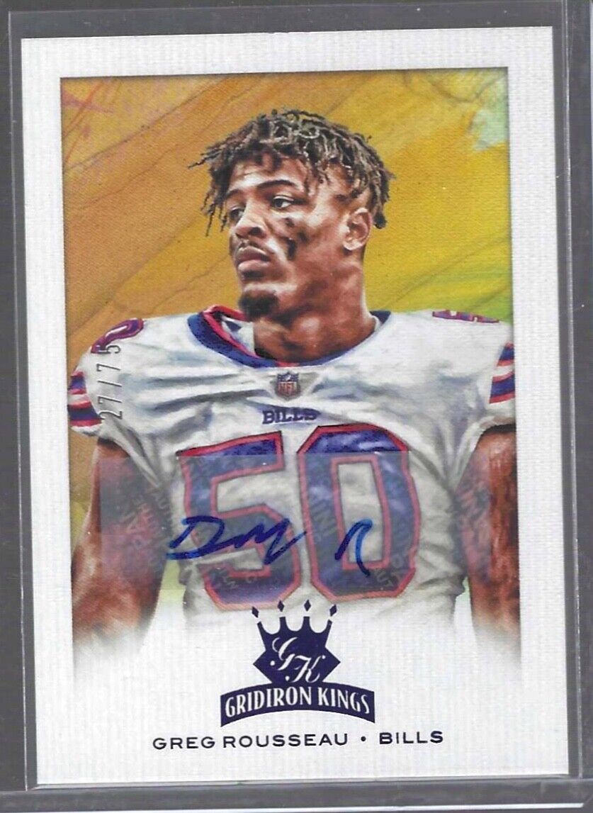 GREG ROUSSEAU 2021 PANINI CHRONICLES GRIDIRON KINGS BLUE FOIL AUTO RC #D 27/75