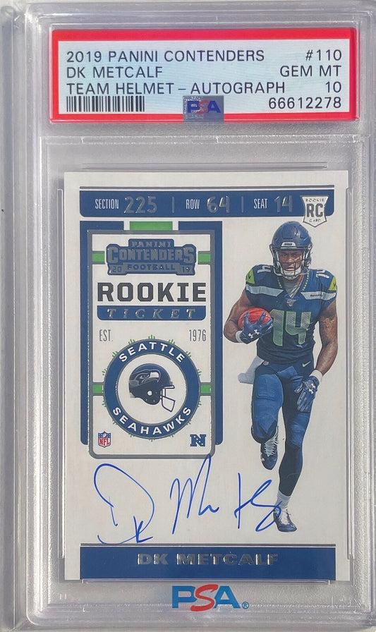 DK METCALF 2019 CONTENDERS TEAM HELMET VARIATION AUTO RC #110 PSA 10 GEM POP 20
