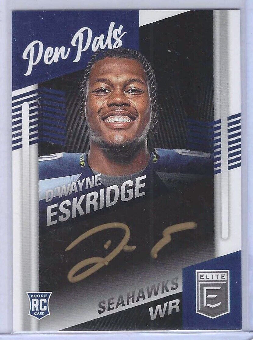 D'WAYNE ESKRIDGE 2021 DONRUSS ELITE PEN PALS GOLD INK ON CARD SP AUTO RC #PP-DWE