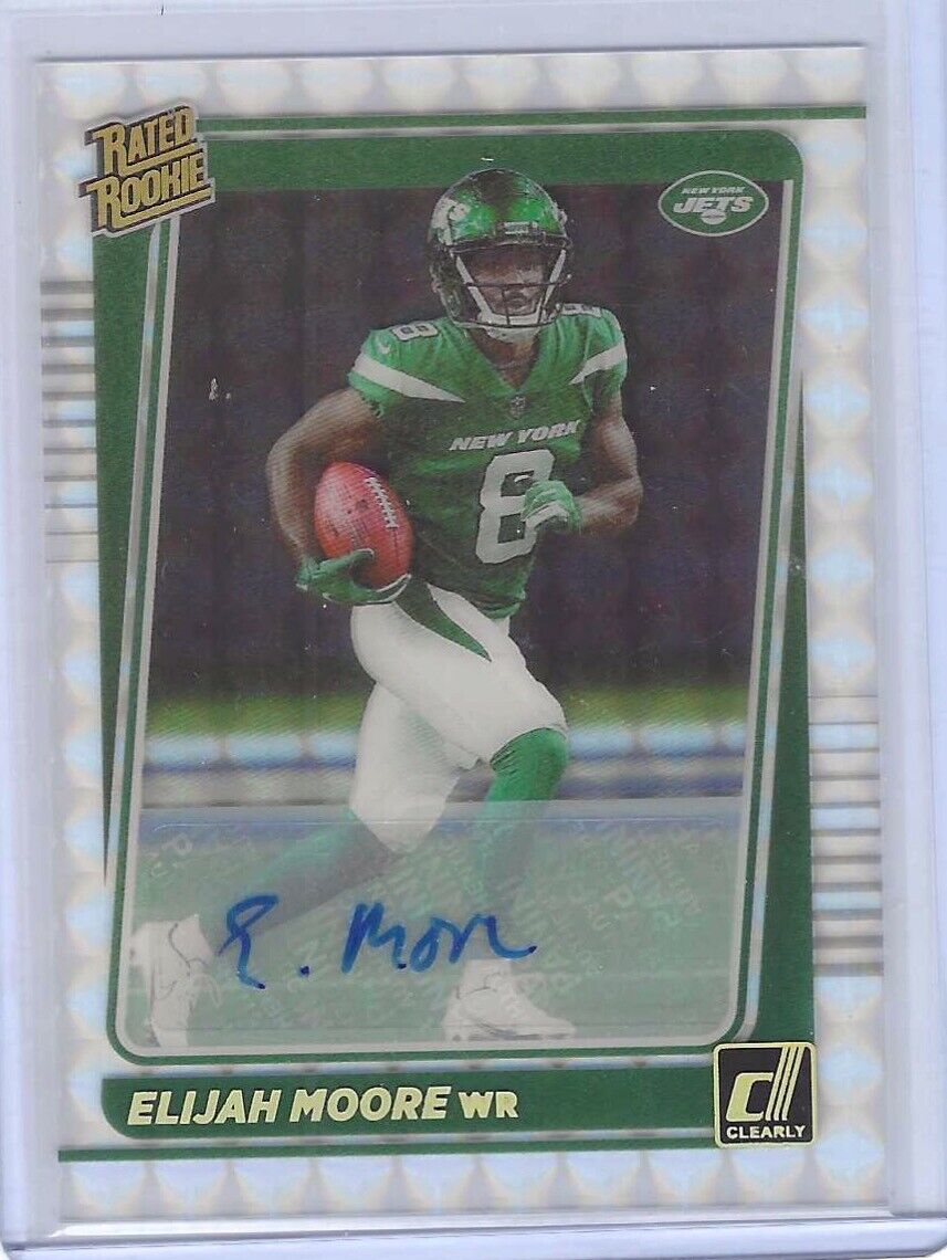 ELIJAH MOORE 2021 PANINI CLEARLY DONRUSS SILVER MOSAIC HOLO SSP RARE AUTO RC #72