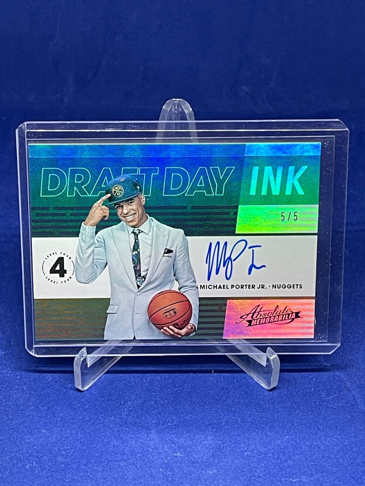 MICHAEL PORTER JR 2018-19 PANINI ABSOLUTE DRAFT DAY INK GREEN AUTO RC #D 5/5