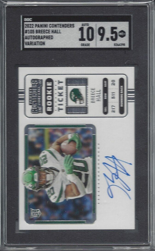 BREECE HALL 2022 PANINI CONTENDERS ROOKIE TICKET VARIATION AUTO RC SGC 9.5 10 AU